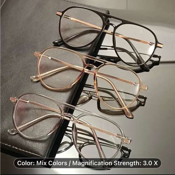 Accessories - LOT LF 3 Stylish Aviator Style Mixed Color Reading Glasses Readers Strength 3.0
